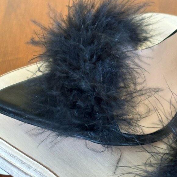 Eriken Urben WOMEN'S STRAPPY BLACK HEELS WITH FEATHERS Size 8 - Picture 13 of 15
